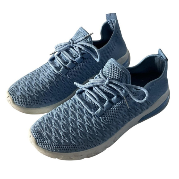 BM Collection Womens Blue 9 Shoes Mesh Lace Up Athletic Walking Comfort Sneakers - Picture 6 of 8